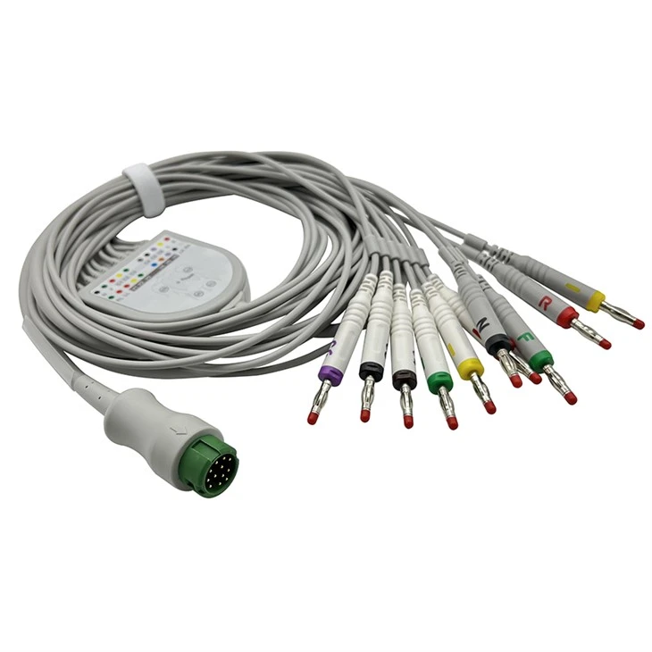 BIOCAR Compatible 12-Pin 10-Lead ECG/EKG Cable