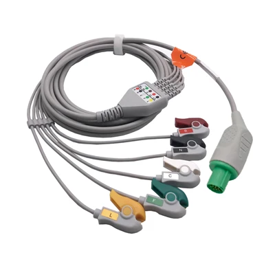 হেলিজ 10-পিন 5-লিড কনুই ECG/EKG কেবল